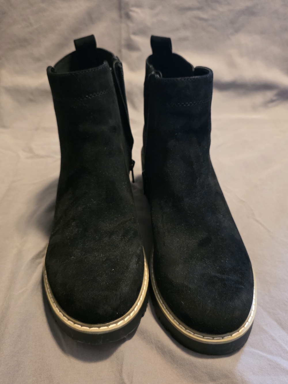 Sonoma Black Suede Ankle Booties with Gold Trim